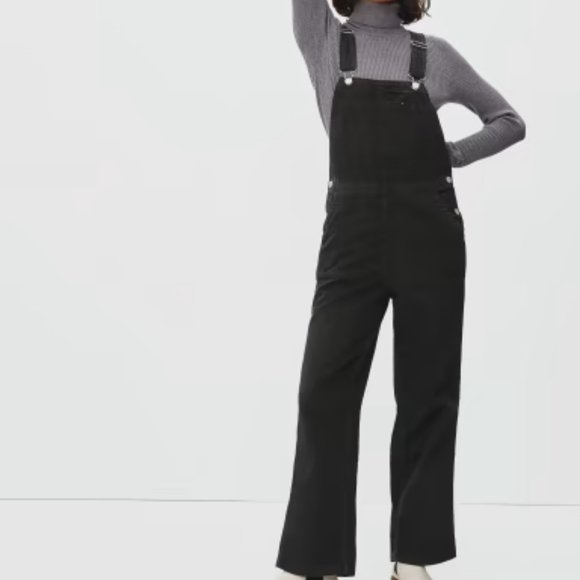 Everlane The Canvas Black Denim Overalls Women Size 2 New with Tag Preppy - Picture 1 of 9